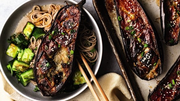 Beautiful golden glaze: Nagi Maehashi's miso-glazed eggplant.