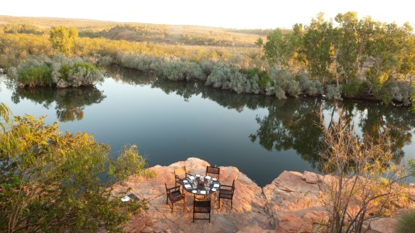 Dine overlooking Chamberlain Gorge at El Questro Homestead.
