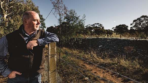 Bywong resident Roger Melton is unhappy about glass that was dumped illegally onto a property 4 years ago by a Canberra contractor. 