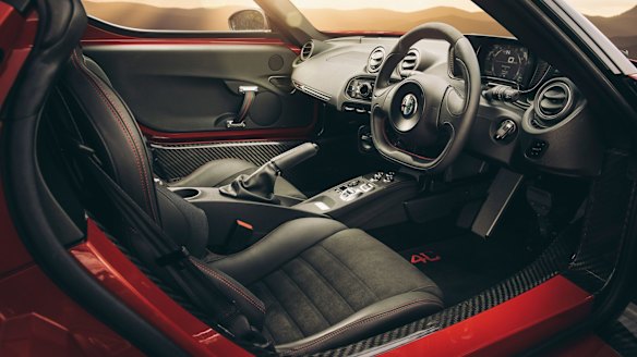 The tight and attractive cabin is surrounded by carbon-fibre.