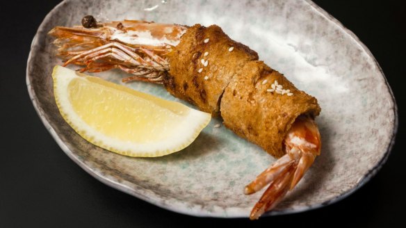 Brioche-wrapped king prawn "toast".