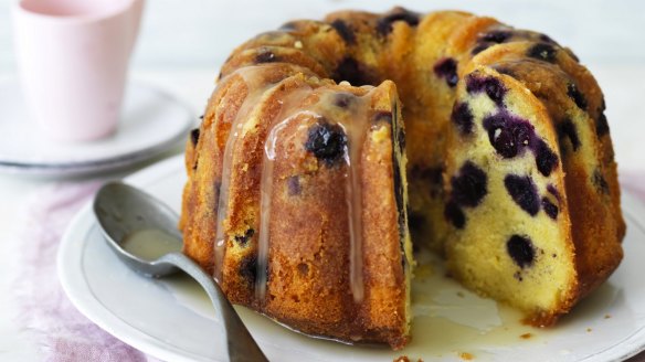Lemon and blueberry cream cheese pound cake (pictured with an optional lemon icing).