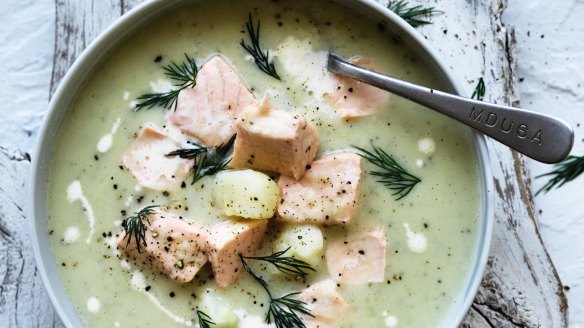 Scandi-style salmon and fennel soup.