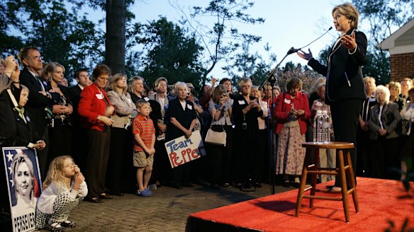 Backyard effort: Hillary at a private residence during a fundraiser in Fort Mitchell, Kentucky in 2008. 