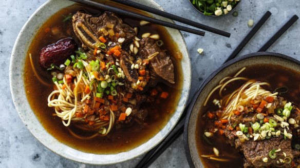 Neil Perry prefers to serve these braised ribs with noodles.