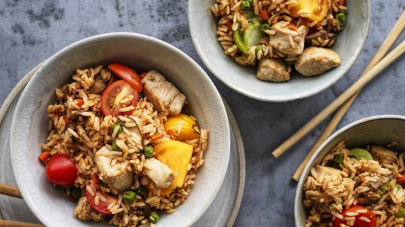 Chicken and tomato fried rice.