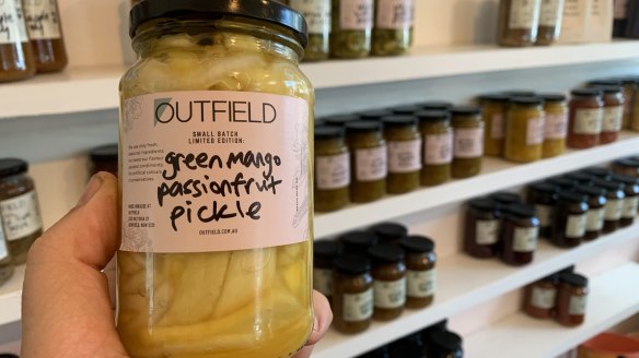 Green mango and passionfruit pickles from Outfield cafe in Ashfield. 