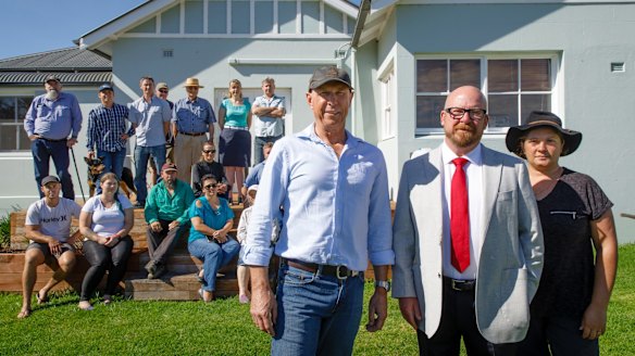 Currawang farmer John Reardon, Greg Akhurst, a local man who works for Defence, and Neera Stephenson, whose property is just 600 metres from the firing site, is joined by other residents who do not want the firing range in their town. 