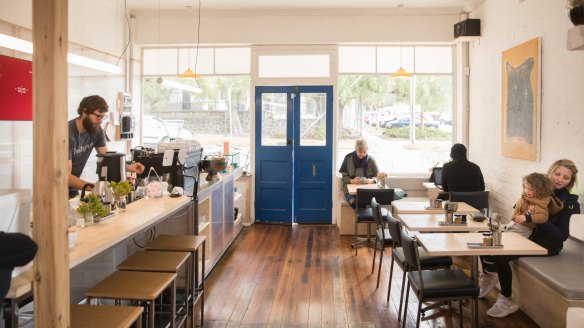 Inside Thornbury's cosy corner cafe.