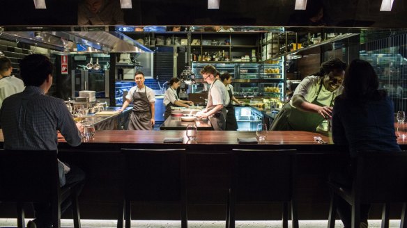 Solo diners usually sit at the bar near the pastry section at Momofuku Seiobo.