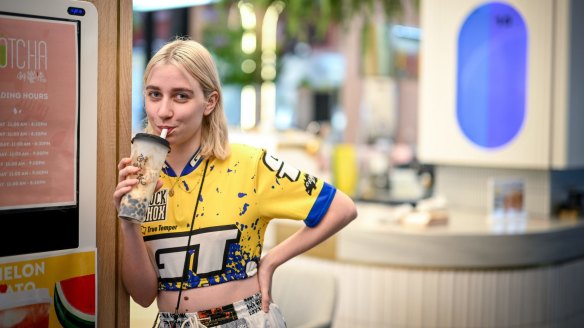 Bubble tea fan and law student Maxine Rae at the Gotcha shop in Melbourne Central.