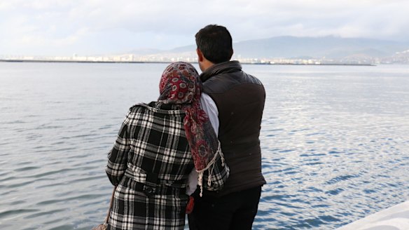 Abu Jabar (right) and Um Jabar in the Turkish city of Izmir before they made it to Germany.