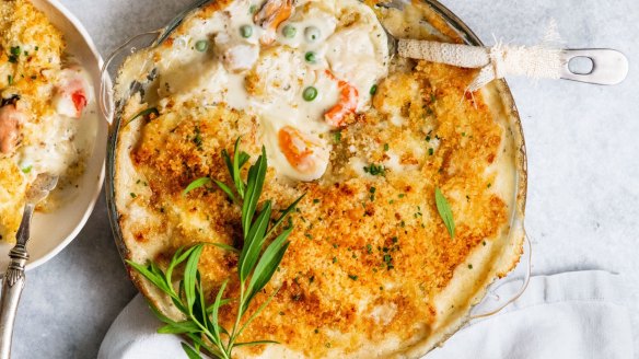 Dive right into this creamy seafood pie.