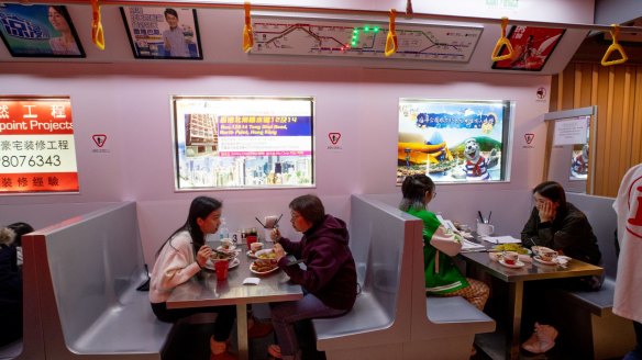 The replica Hong Kong subway car and station at Rhodes' Hong Kong Street Food.