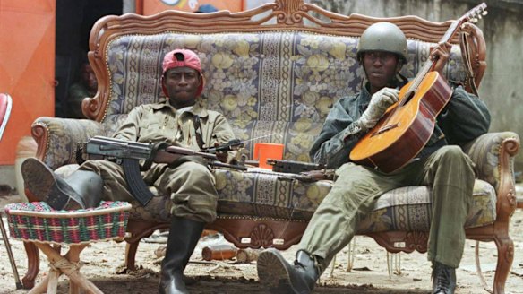 "Cobra" rebels loyal to Denis Sassou Ngouesso man a roadblock on a street in Brazzaville, Congo in 1997.