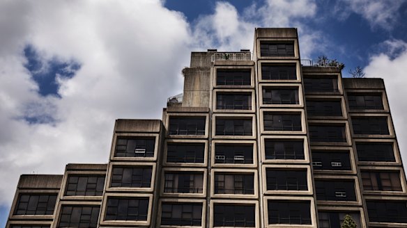 The Sirius building, at 48 Cumberland Street, The Rocks, is a fine example of brutalist architecture.