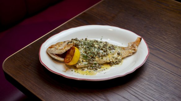 Wood-roasted snapper with sauce colbert.