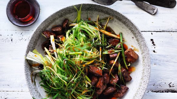 Neil Perry's stir-fried lamb with spring onions. 