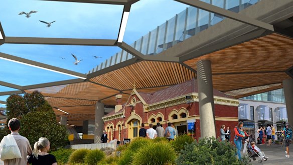 An image produced last year by RMIT students of what an elevated Coburg station could look like. 