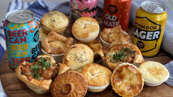 Pies and beers from Prahran Market and Moon Dog Brewery's Pour 'N Plenty taster packs. 