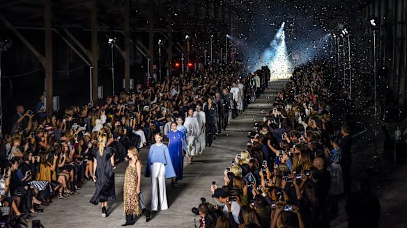 The show must go on: models make their final turn during Kym Ellery's Carriageworks show.