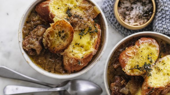 Stew meets soup: Adam Liaw's French onion beef stew (with cheese on toast, too!).