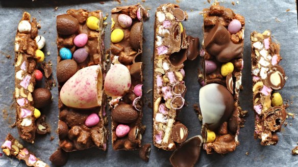 This colourful rocky road is also a great way to use up leftover Easter choccies.