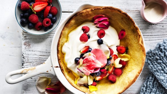 A seasoned skillet gives rustic styling on the kitchen table.