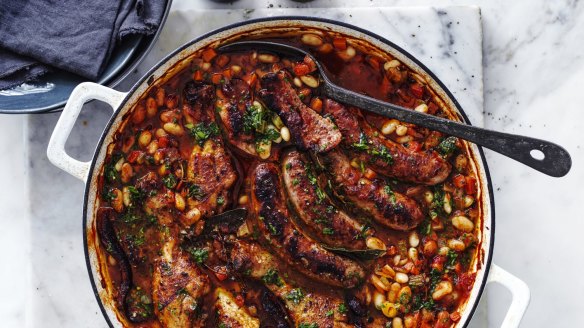 Chicken and sausage cassoulet. 