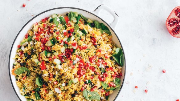 Rainbow rice works well as an impressive side dish to curries.