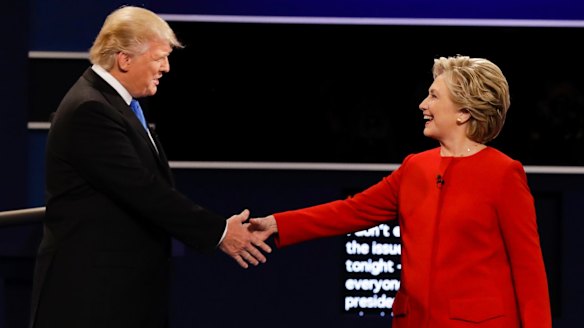 Clinton and Trump shook hands, then the gloves were off.