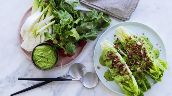 Serve as a dip (left) or thin with water and drizzle over lettuce (with bonus bacon bits!).