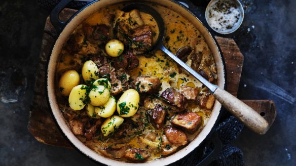 Cider pork stew.