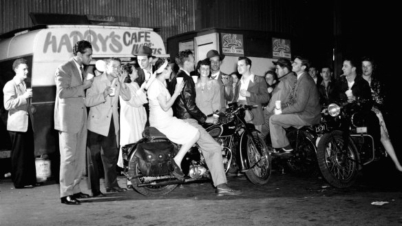 Good times at Harry's Cafe De Wheels in March 1949.
