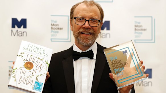 Author George Saunders after being announced winner of the 2017 Man Booker Prize.
