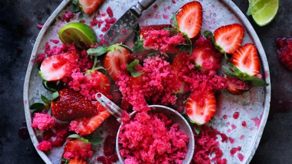 Blood orange, lime and ginger granita.