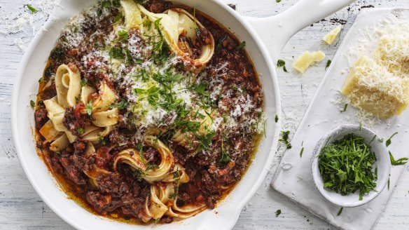 Neil Perry's wagyu bolognese (made using minced chuck).