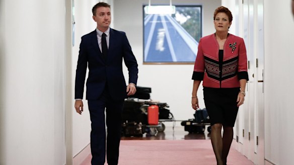 One Nation senator Pauline Hanson and chief-of-staff James Ashby.
