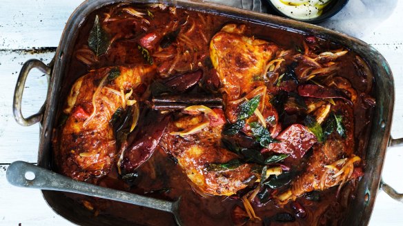 This curry-inspired chicken dish is redolent with spice and tangy sweetness.