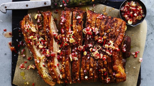 Adam Liaw's Balinese roast pork belly with fresh sambal (