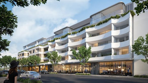 An artist's impression of the proposed redevelopment of 28-34 Cross Street in  Double Bay. 