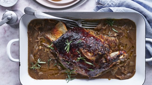 Lamb shoulder with rosemary and stout.