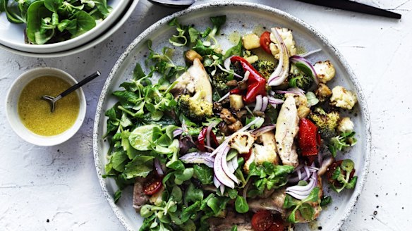 You might loosely plan for a roast chicken, something salady, a roast vegetable thing, or all three, such as this roast chicken and vegetable salad 