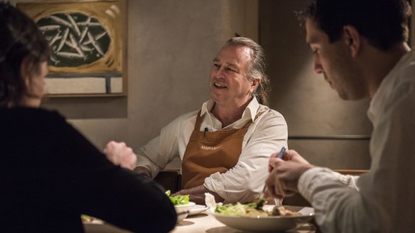 Neil Perry and his daughter Josephine at Margaret restaurant as staff enjoy their 'family meal', too.  