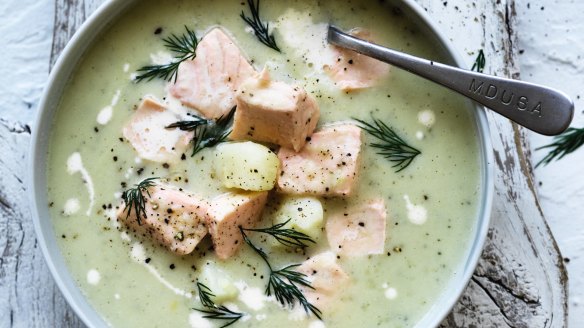Scandi-style salmon and fennel soup.
