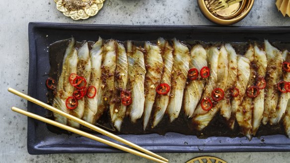 Kylie Kwong's Kingfish sashimi. Photography by William Meppem (photographer on contract, no restrictions)
