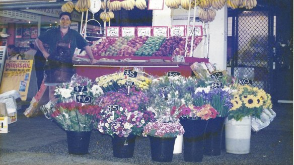 John Velluti in front of his fruit and flower stand in Manly, the first business he had more than 20 years ago.