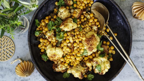 Kylie Kwong's fried cauliflower with chickpeas, pickled green chillies and spices.
Photography by William Meppem (photographer on contract, no restrictions)
