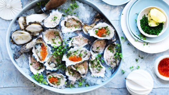 Matt Moran's Christmas starter: Oysters with chardonnay dressing.