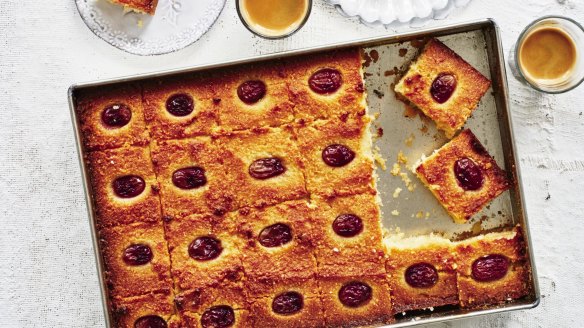 Grape and almond basbousa.